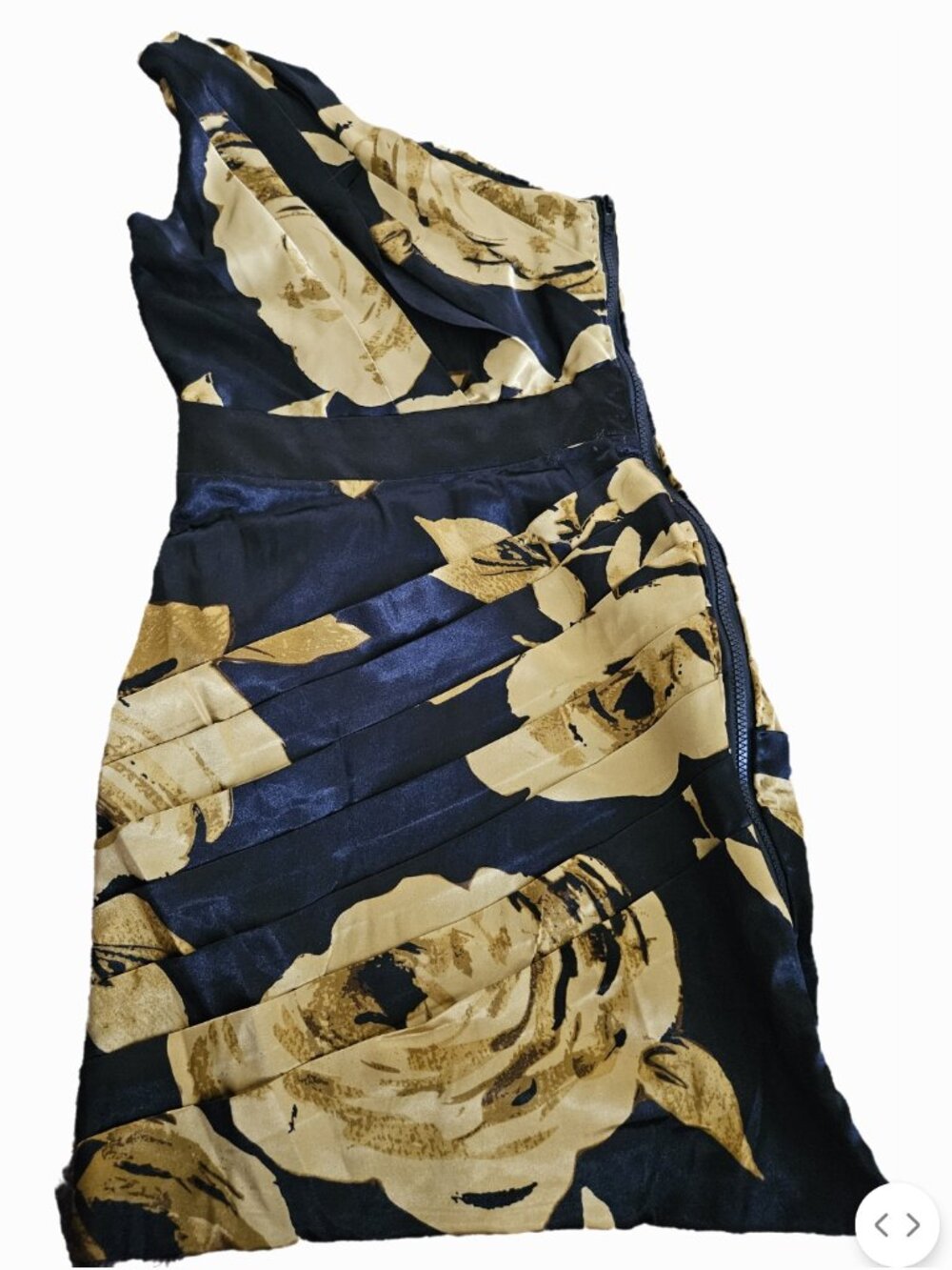 Floral Black Yellow One Shoulder Dress Size XS